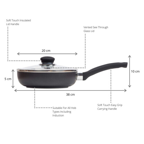 ChefMate 20cm 4 Egg Cup Non-Stick Frying Pan and Egg Poacher - 2