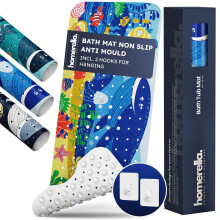 Bath Mat Non Slip Anti Mould Kids 100x40cm INCL. 2 HOOKS - homerella