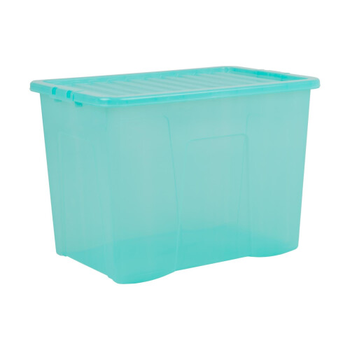 Wham Wham Crystal 80 Liter Storage, Heavy Duty Plastic Storage Box With 2