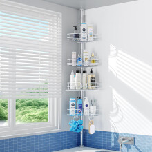 PKBD 4-Tier Rustproof Telescopic Corner Shower Caddy, Height