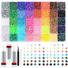 32000Pcs Resin Rhinestones Bedazzling Kit with 3x10ml Glue 0.3cm 40 Colors Crafts