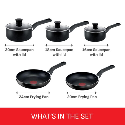 Tefal Tefal Essential 5-Piece Non-Stick Cookware Set: 3 Saucepans 2