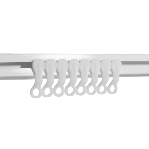 Curtain Glider Hooks White Plastic Curtain Hook, Pack of 50 1