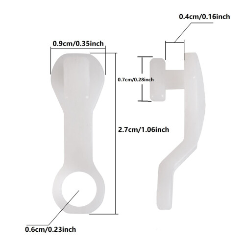 Curtain Glider Hooks White Plastic Curtain Hook, Pack of 50 2