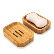 GUANJUNE Pack of 2 Natural Wood Bamboo Soap Dish Holder for Bathroom