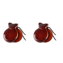 2 Pcs Wooden Spanish Castanets with String, Traditional Flamenco Percussion Instruments, Bright Sound