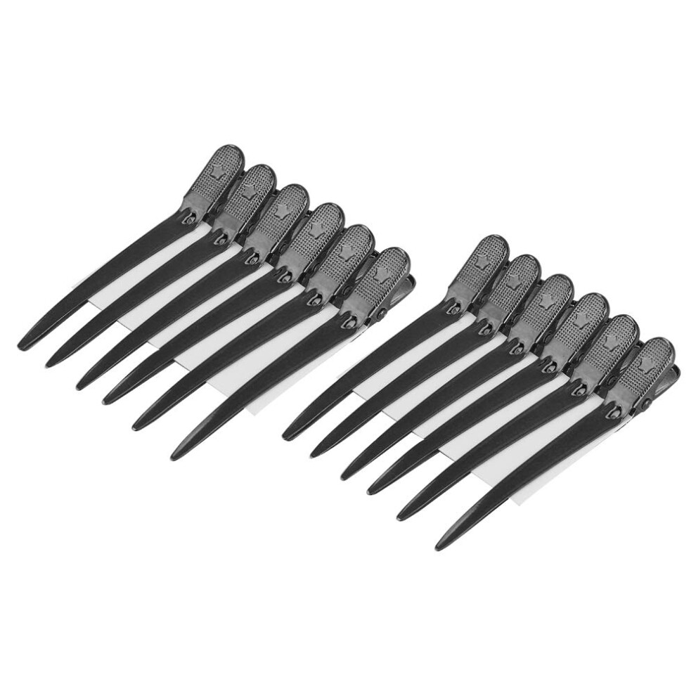 Black 12Pcs Duckbill Hair Clips With Secure Antislip Grip, Rustresistant Metal Sectioning Clips For Salon Styling And Hair Cutting,