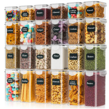 Storivo 24 Pack Airtight Kitchen Food Containers – BPA-Free Cereal