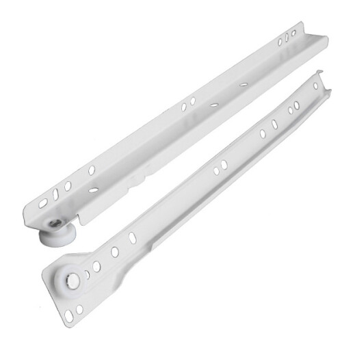 Drawer runners 300 mm with partial extension in white, 2-pack