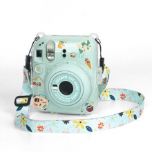 For FUJIFILM instax mini12Crystal Hard Acrylic Camera Case with Shoulder Strap DIY Green Flowers