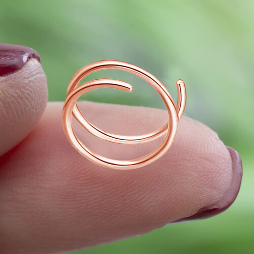 Δαχτυλίδι με διπλό κρίκο για τη μύτη Leileiiiii22g7mm, Σπειροειδές δαχτυλίδι μύτης για 1