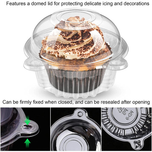 50 Pack Cupcake Containers Individual, Clear Plastic Single Muffin 2