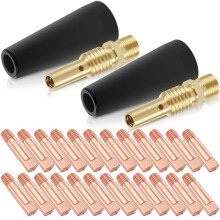 Zestaw rdzeni topnikowych z mosiądzu AEVXKHI56PCS o średnicy 0,8 mm, kompatybilny ze spawarką Bestarc MIG145, końcówki dysz bezgazowych o