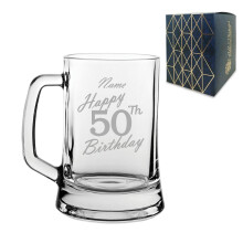 Personalised Engraved Tankard Beer Mug Stein Happy 50th Birthday