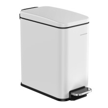 SONGMICS Bathroom Bin, Narrow Pedal Toilet Bin with Lid, Slim for