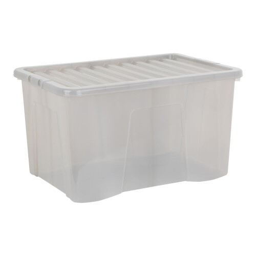 Wham Wham Crystal 60 Liter Storage, Heavy Duty Plastic Storage Box With 2