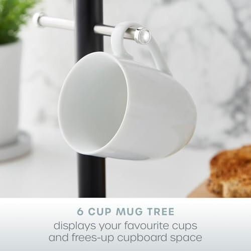 Swan Swan Serenity Kitchen Towel Pole and 6 Cup Mug Tree Set with Smooth 2