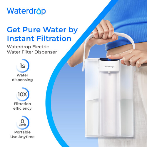 Waterdrop Instant Electric Water Filter Jug with 4 3-Months Filter, 1