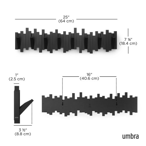Umbra Umbra Sticks Wall-Mounted Coat Rack Rail Hook with 8 Retractable Pegs 2