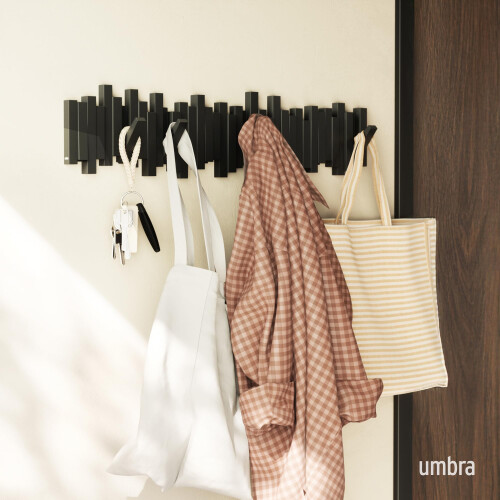 Umbra Umbra Sticks Wall-Mounted Coat Rack Rail Hook with 8 Retractable Pegs 1