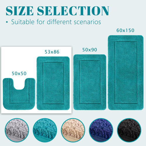 SOANNY Teal-Turquoise Bath Mat Single, 60x90 cm (Single Piece), Soft 1