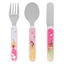 Disney Princess 3 Piece Cutlery Set - Metal, Reusable Children's