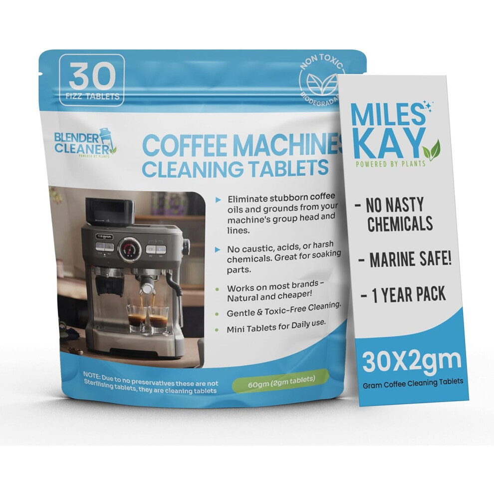 Miles Kay Sage & Breville Coffee Cleaning Tablets (30 Tablets - Double The Competition) - Coffee Machine Espresso Cleaning Tablets - 2 Gram -Natural Not Heavy