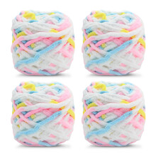 Knitting Wool Yarn 4 x 100g Multi-Colored Soft Chunky Yarn for Crochet