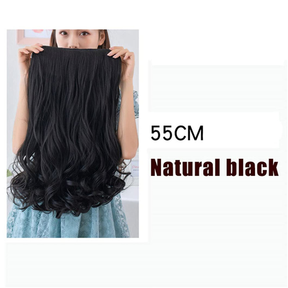 55cm Wavy Clip In Hair Extensions for Women Long Curly Synthetic Hairpiece with Secure FiveClip Hold