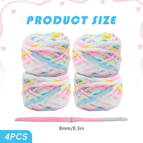 Knitting Wool Yarn 4 x 100g Multi-Colored Soft Chunky Yarn for Crochet 1