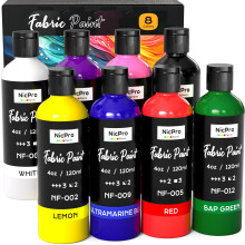 Nicpro 8 Colors Permanent Fabric Paint (4 oz, 120 ml) Soft Fabric
