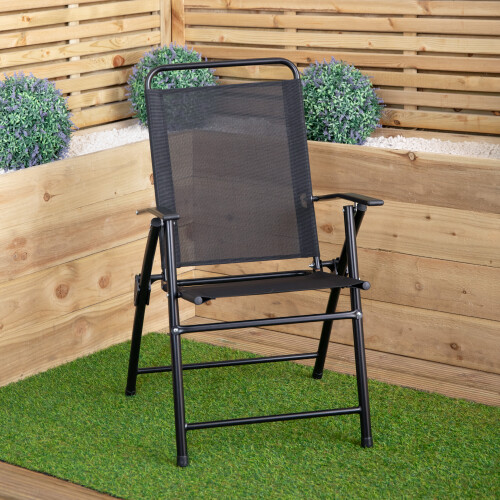 Samuel Alexander Outdoor Multi-Position Folding Garden Patio Single Chair in Black