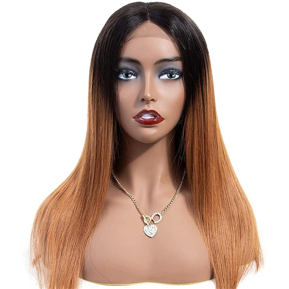 16 Inch Ombre Honey Blonde Lace Front Human Hair Wig Pre Plucked Natural Hairline for Women