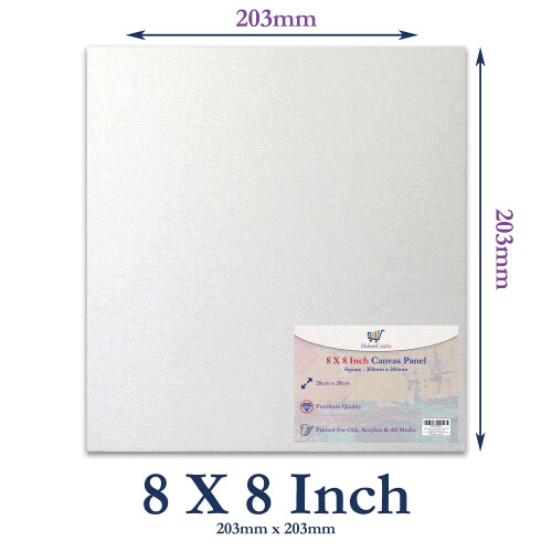 8 X 8” / 20 x 20cm Canvas Panel Stretched Blank Canvas Board Primed 1