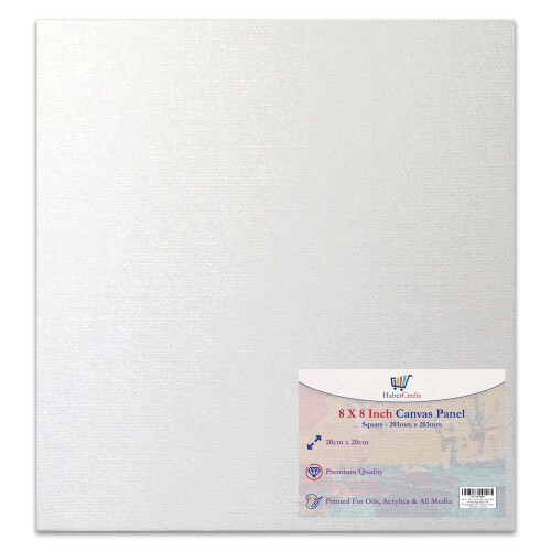 8 X 8” / 20 x 20cm Canvas Panel Stretched Blank Canvas Board Primed