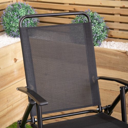 Samuel Alexander Outdoor Multi-Position Folding Garden Patio Single Chair in Black 2