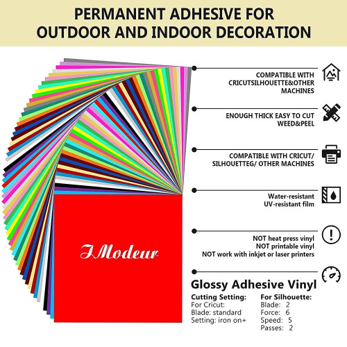 IModeur 75 Pack Permanent Vinyl Sheets (30.5 x 30.5 cm, Glossy & 2