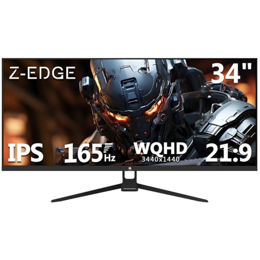 Z-Edge 34 Inch Ultrawide Monitor Uwqhd Gaming Monitor 165Hz 1Ms Mprt, 3440X1440 Ips Panel 21:9, 100% Srgb, Freesync, Pip & Pbp, Displayport (165Hz)