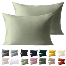 Soifox Pillow Cases 2 Pack, Sage Green Pillowcases with Envelope