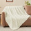 BEDELITE Fluffy Fleece Throw Blanket - Cream Sofa Throw Checkered 6