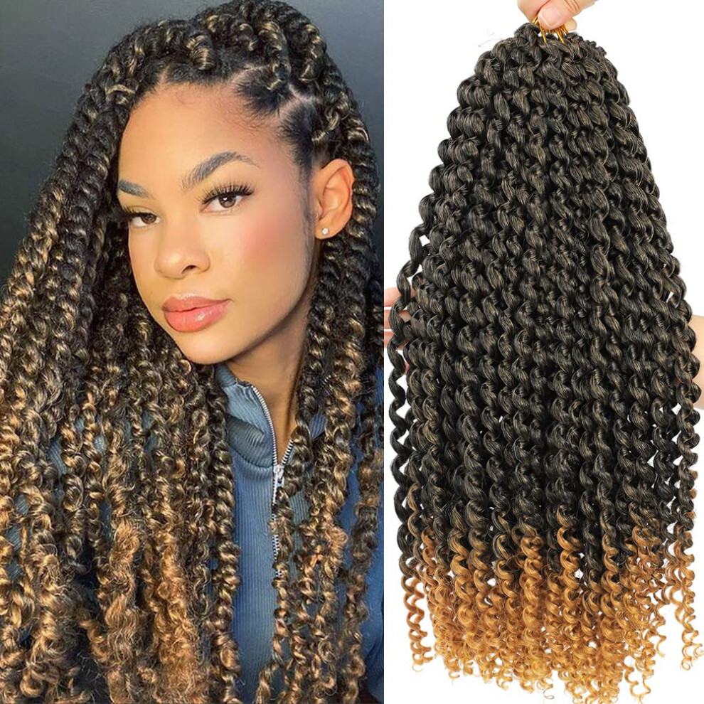 18 Inch Passion Twist Crochet Hair Extensions T27, Water Wave Bohemian Braiding Hair, Natural Texture