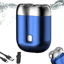 Electric Shaver for Men Waterproof Rechargeable Dual Head Wet and Dry Razor with 6600RPM Motor Blue
