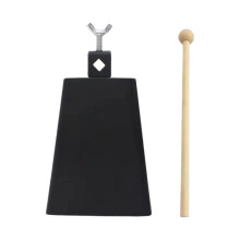 Metal Cowbell 5 Inch Hand Percussion Instrument with Clear Resonant Sound for Drummers and Sporting Events
