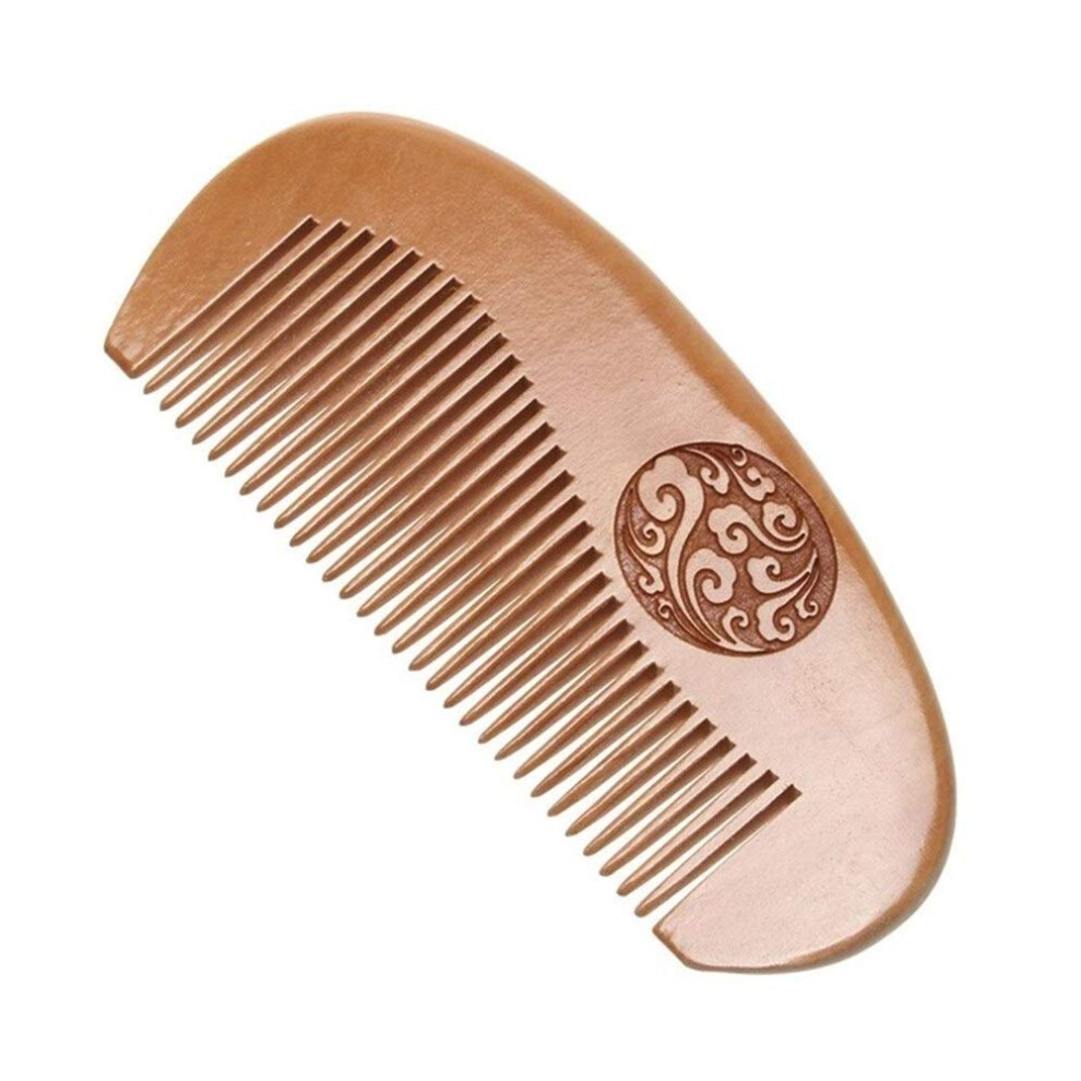 Unisex Peach Wooden Hair Comb Wood Antistatic Fine Tooth Detangler For Women And Beard Grooming