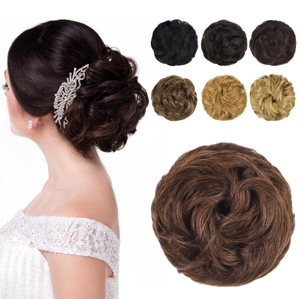 Messy Bun Hair Piece Human Hair Bun Extensions for Women with Natural Wavy Chignon ClipOn