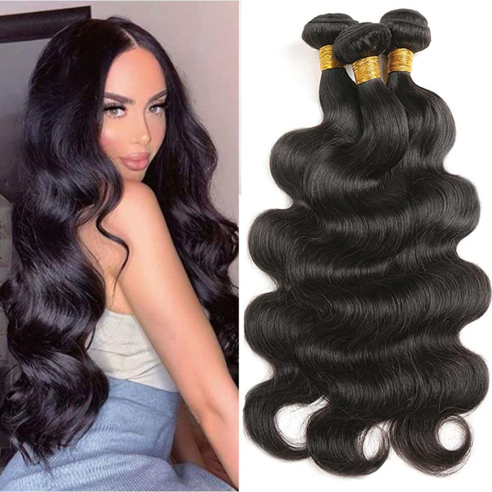 Brazilian Body Wave Human Hair Bundles 3pcs 14 16 inch Silky Low Shedding Weft Virgin Extensions
