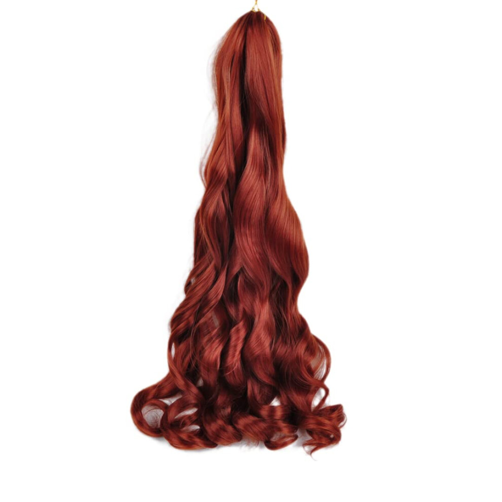 Unisex 26 Inch Ombre Crochet Braiding Hair, Prelooped Curly Faux Locs Extensions, 350 Color Synthetic