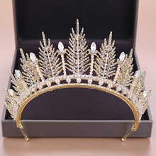 Bridal Tiara with Crystal Rhinestone, Vintage Baroque Wedding Crown Gold Silver for Women