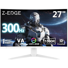 Z-Edge 27 Inch 300Hz Curved Gaming Monitor 1ms MPRT Full HD 1080P, FreeSync, HDR10, DisplayPort (300Hz) White