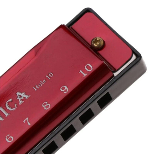 Professional 10 Hole Diatonic Harmonica Key of C with Case, Easy Play, Beginner Friendly Red 1